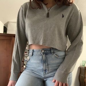 gray polo quarter zip